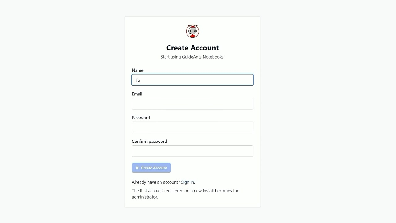 Create an account on first run.