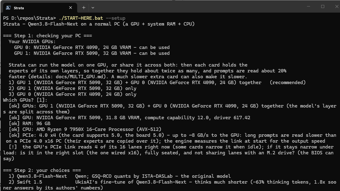 Strata serving Qwen 3.8 Flash Next.